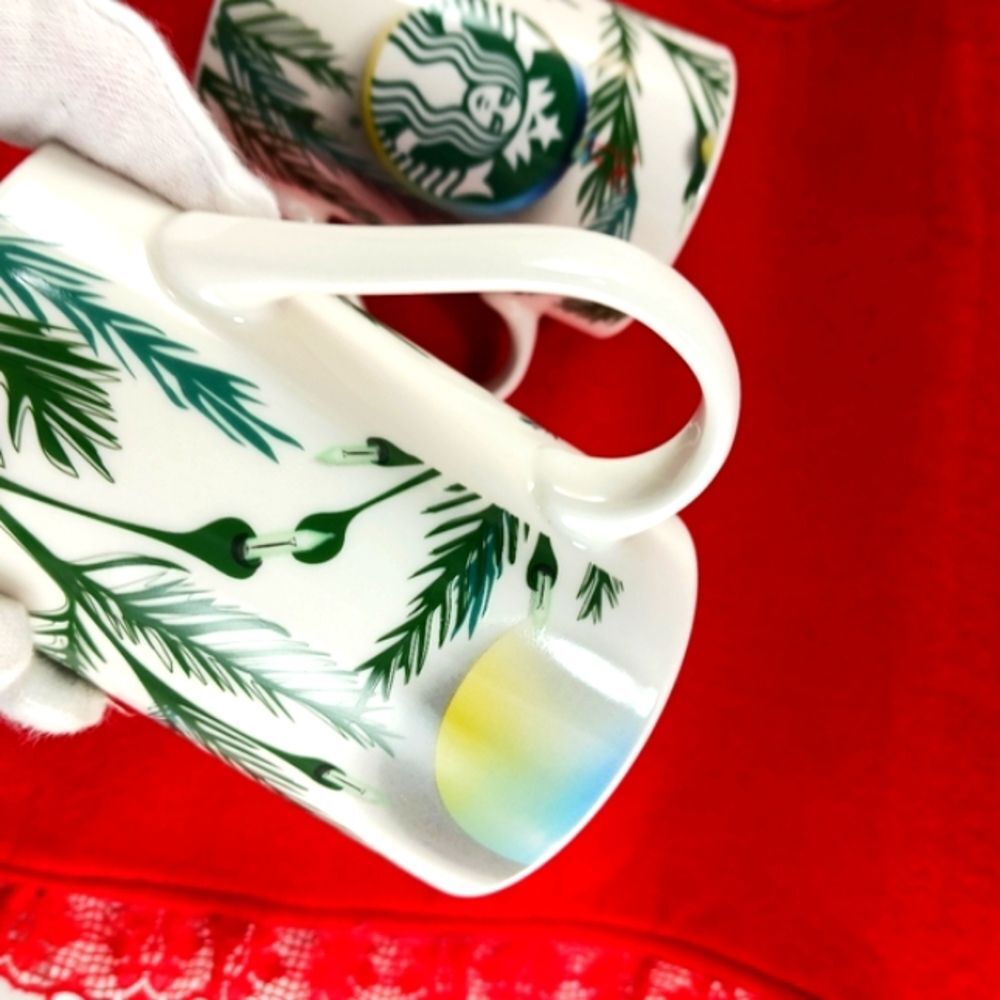 Starbucks 2020 Christmas New Bone China 11oz. Coffee Mug Set TWO MUGS - Picture 9 of 10